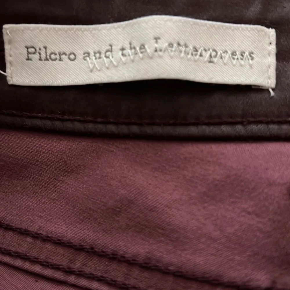 Pilcro and the‎ Letterpress faux brown leather skinny lace up leg pants Sz 25